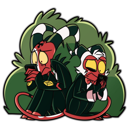 Blitz and Moxxie Texting Enamel Pin *LIMITED STOCK*