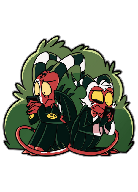 Blitz and Moxxie Texting Enamel Pin *LIMITED STOCK*
