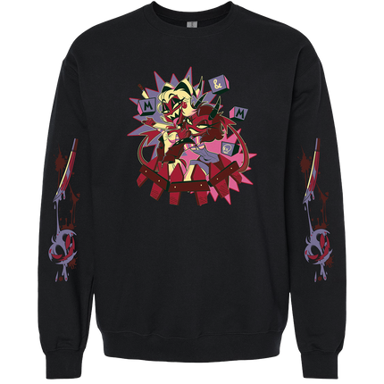 Crewneck Sweatshirt - Moxxie & Millie Halloween Slasher w/Printed Sleeves *LIMITED STOCK*
