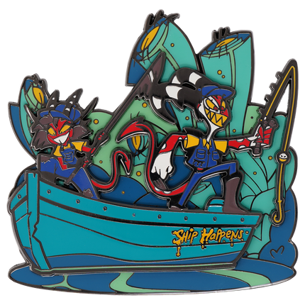 Millie and Blitz in a Boat - JUMBO Pin